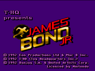 James Bond Jr title screen for Super Nintendo
